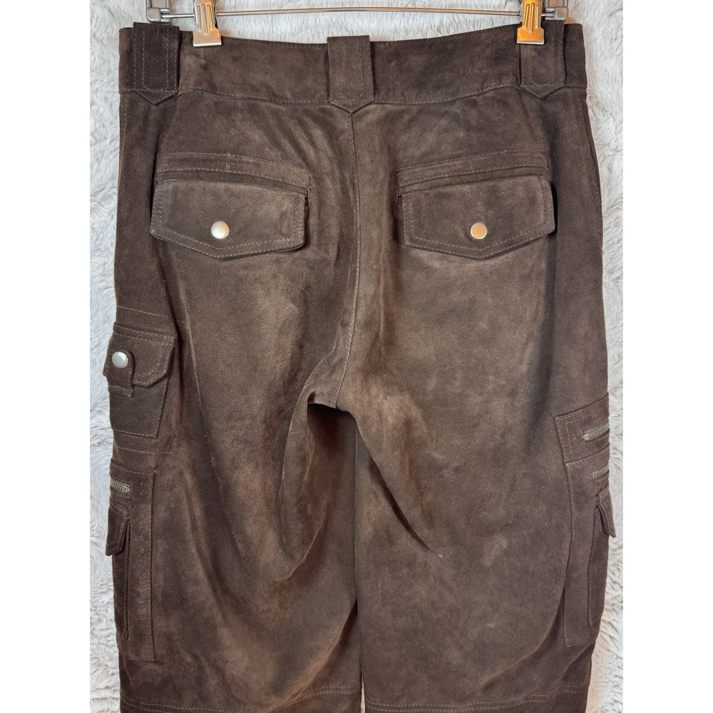 Sundance Pants Women's 6 Genuine Leather‎ Cargo Brown Zippers Pockets Biker Moto - Picture 11 of 16